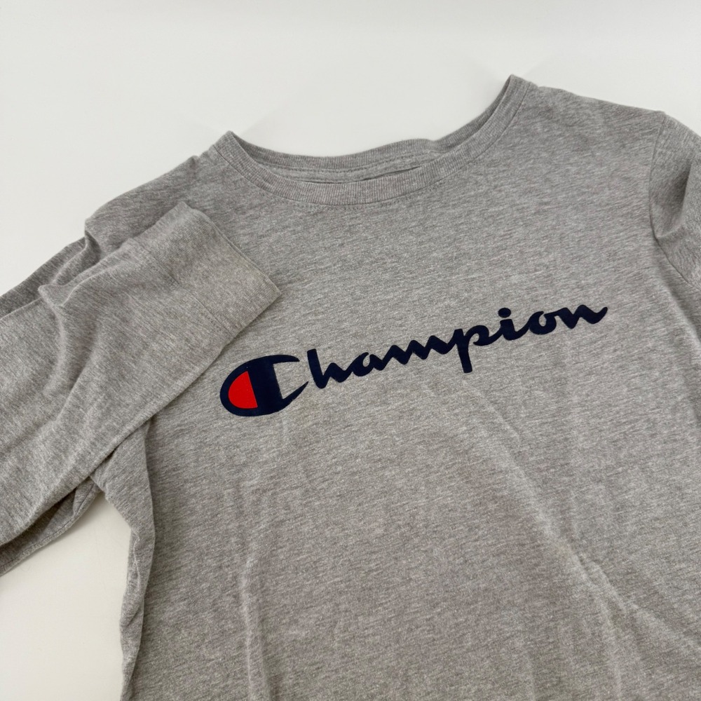 Champion Authentic Athleticwear Gray Long Sleeve T-Shirt Youth Large